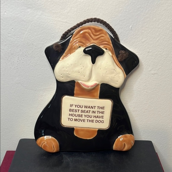 Vintage Smokey Mountain Pottery Ceramic Dog Wall Plaque Best Seat in the House - Picture 1 of 5